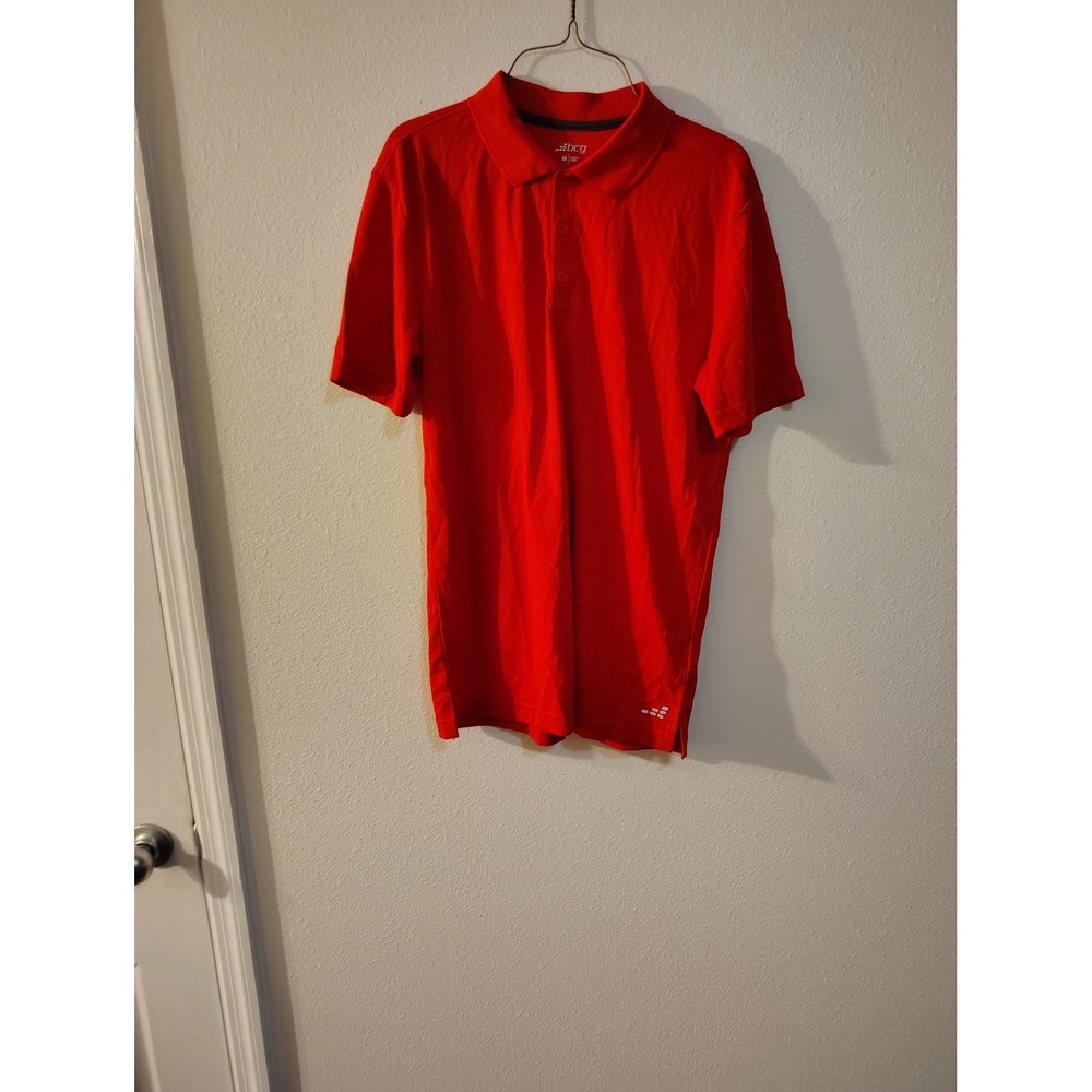 BCG Mens Performance Polo Shirt Red Short Sleeve Athletic Golf Top Size Medium